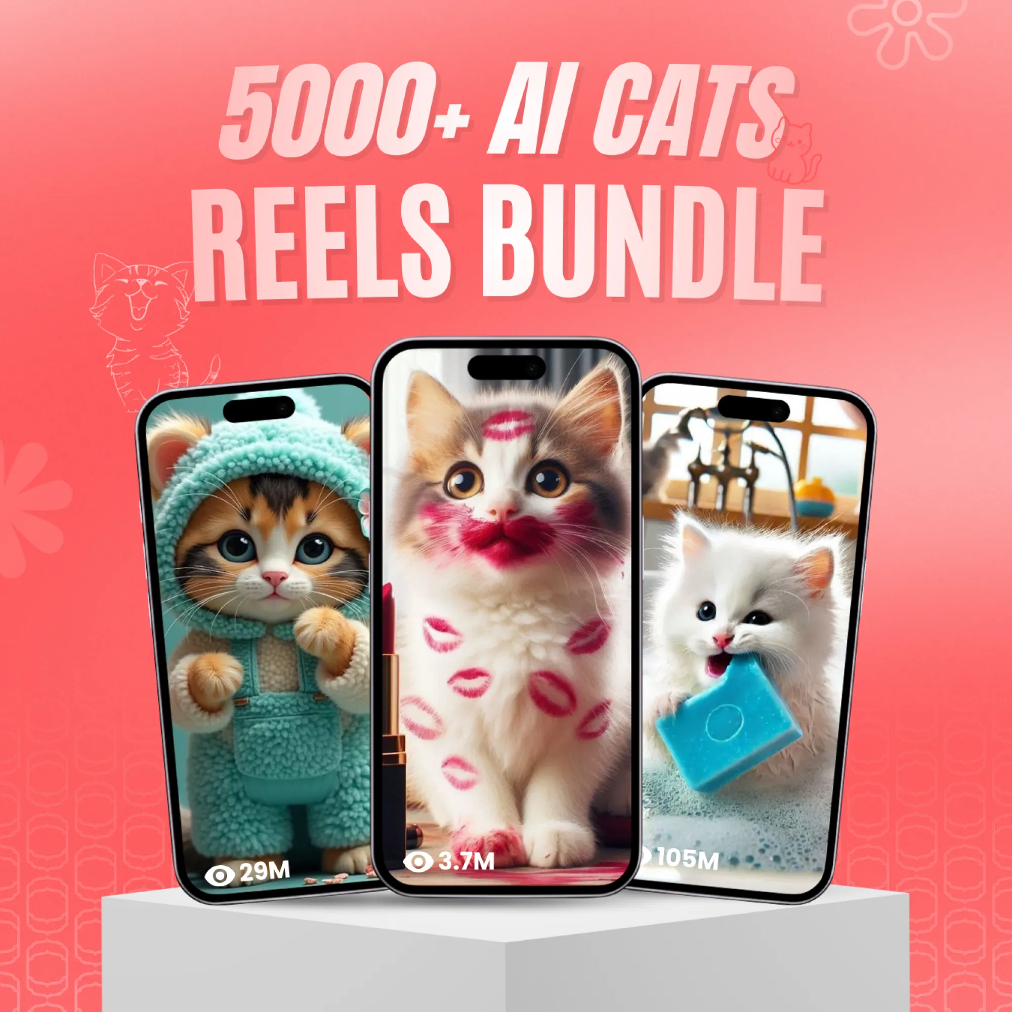 Ai Cats Story Reels Bundle, 5000+ Reels with FREE Hashtags to Viral